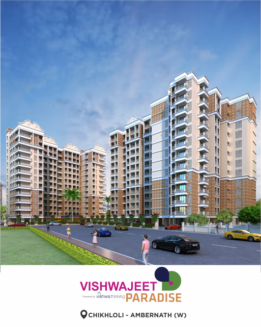 Vishwajeet Paradise is a RERA-approved, well-planned residential project in Ambernath West, Thane. It offers 1RK, 1BHK, and 2BHK apartments with modern amenities such as a clubhouse, swimming pool, gym, and jogging track.