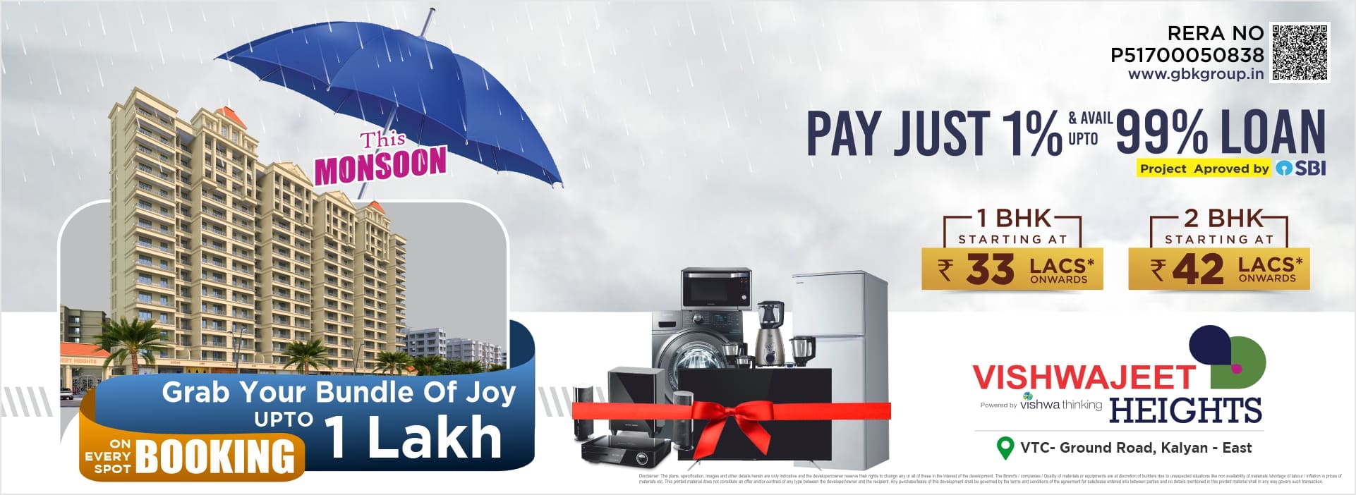 Monsoon 2025 Offer – Book a Flat at Vishwajeet Heights, Kalyan East and Get Free Electronics Worth up to ₹1 Lakh