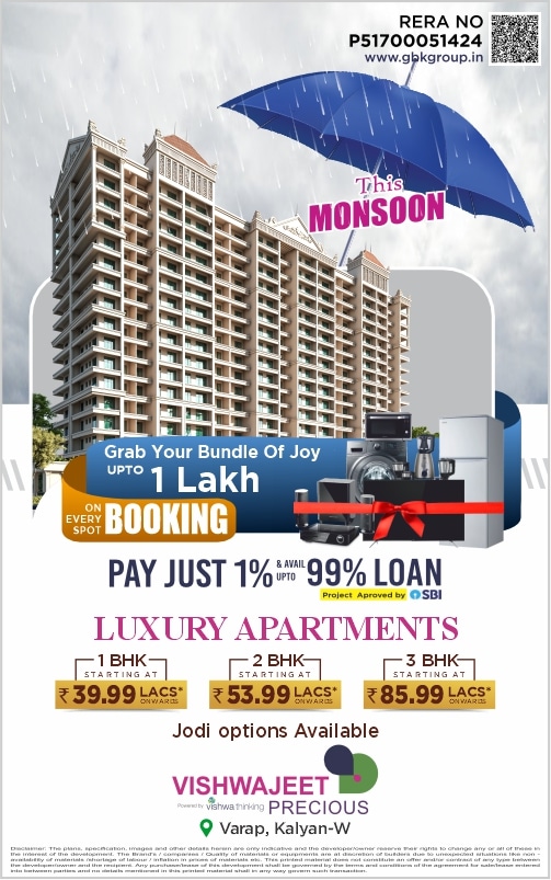 Monsoon 2025 Offer – Book a Flat at Vishwajeet Precious, Kalyan West and Get Free Electronics Worth up to ₹1 Lakh