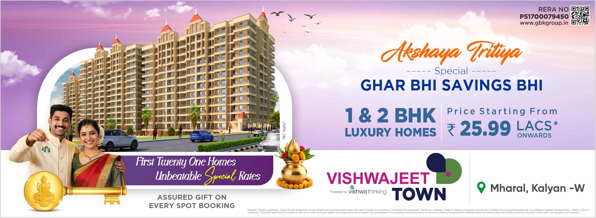 Akshaya Tritiya offer on Vishwajeet Town apartments in Kalyan.