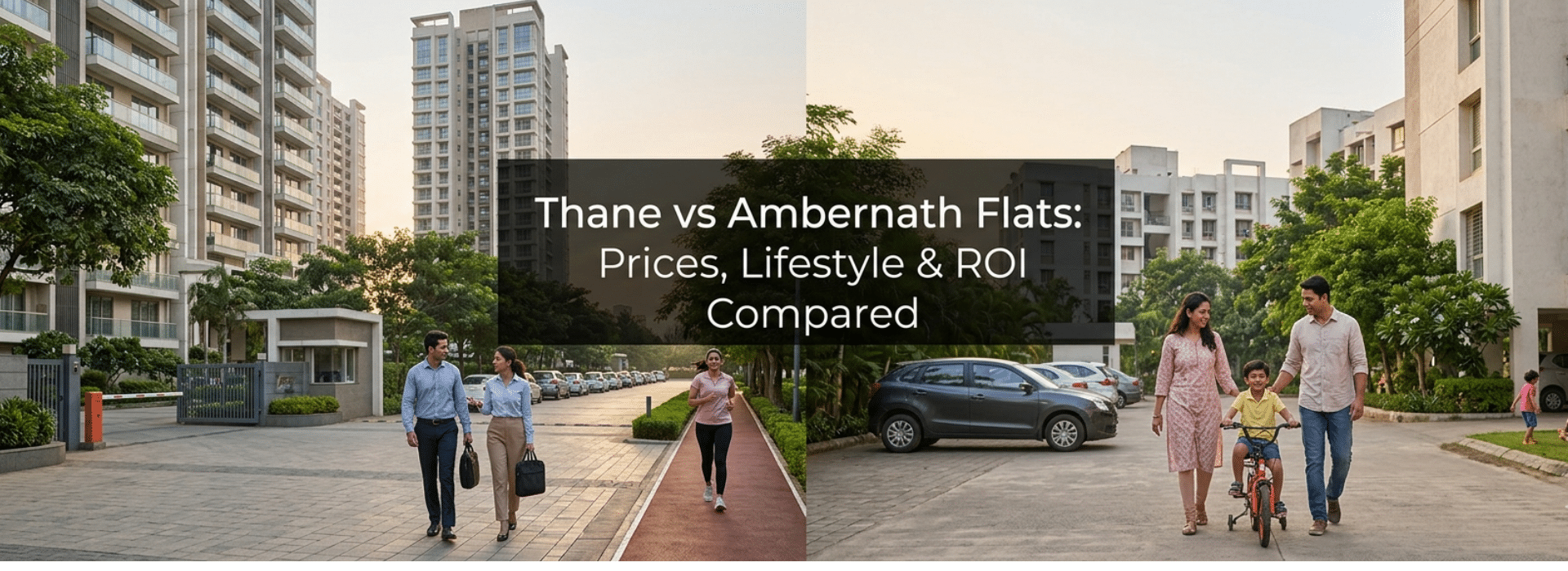 Thane vs Ambernath flats comparison banner for prices lifestyle and ROI