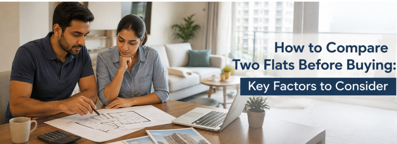 Couple comparing two flats before buying